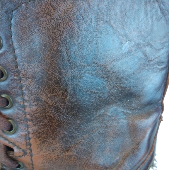 Steve Madden Brown Leather Studded Boots - Picture 6 of 13
